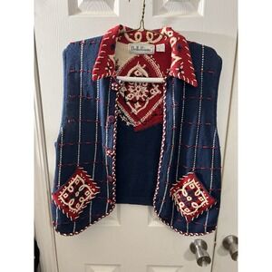 Vintage Belle Pointe Sweater Vest womens Size XL